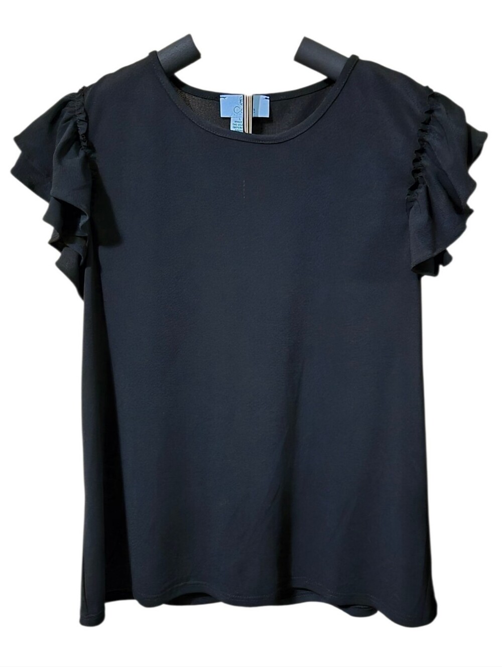 CeCe Black Flutter Sleeve Top - Size Large